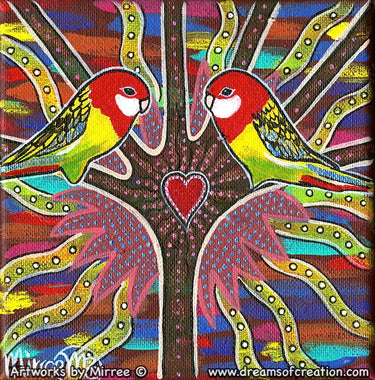 'Australian Eastern Rosella' Original Painting by Mirree Contemporary Dreamtime Animal Dreaming